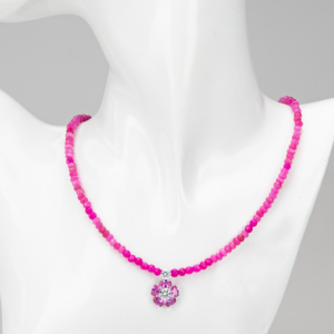 Colier de jad roz cu pandantiv