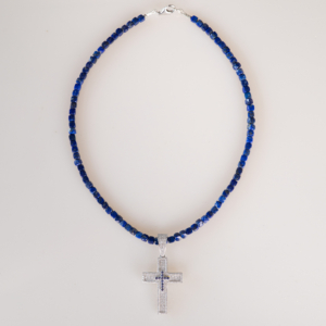 Colier de lapis lazuli cu cruce - imagine 3