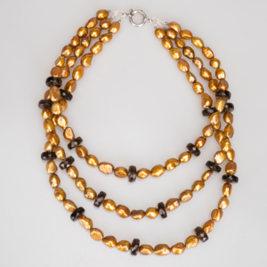 Colier de perle bronz cu cristale fumurii - imagine 3