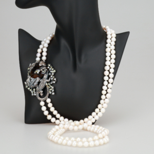 Colier dublu de perle cu cristal fumuriu