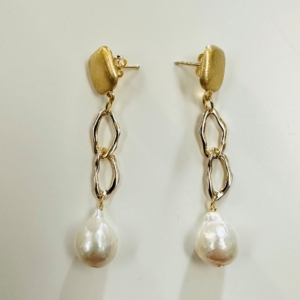 Cercei cu perle și linkuri mari - imagine 3