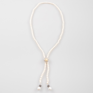 Colier lung de perle cu accesoriu detașabil argintiu - imagine 3
