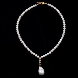 Colier de perle cu accesoriu central și perlă baroc - imagine 3