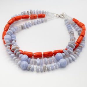 Colier de coral cu calcedonie - imagine 3