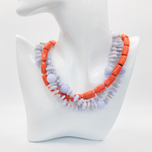 Colier de coral cu calcedonie