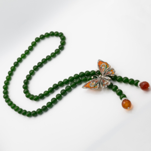 Colier lung de jad verde cu fluture - imagine 3