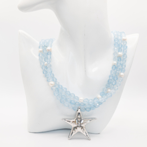 Colier de agat bleu cu stea de mare